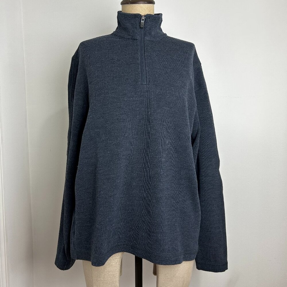 Eddie Bauer 1/4 Zip Pullover Sweater Blue Cotton/Poly Blend